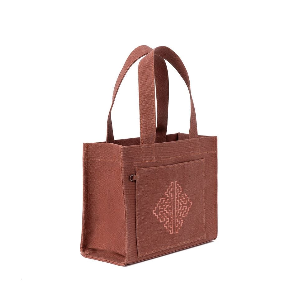 Miras Pıtrak Mumlu Kanvas Tote - Terracota / Sevgililer  Günü Özel